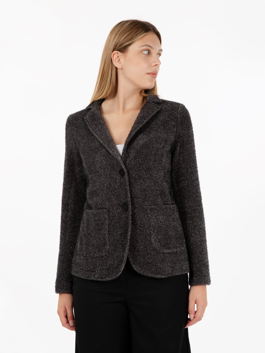 Blazer effetto peloso grigio