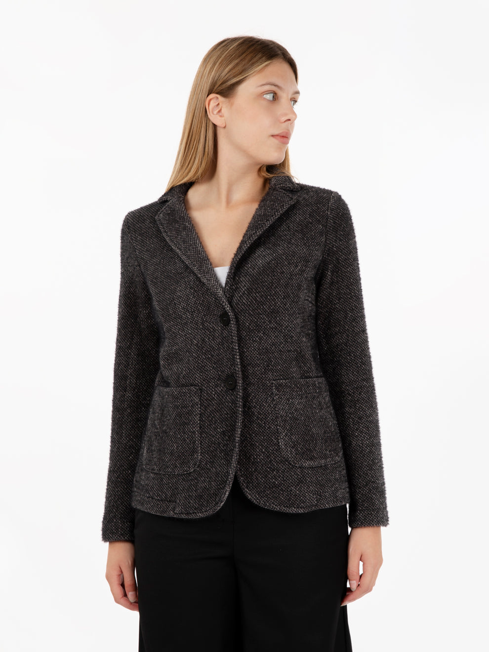 Blazer effetto peloso grigio