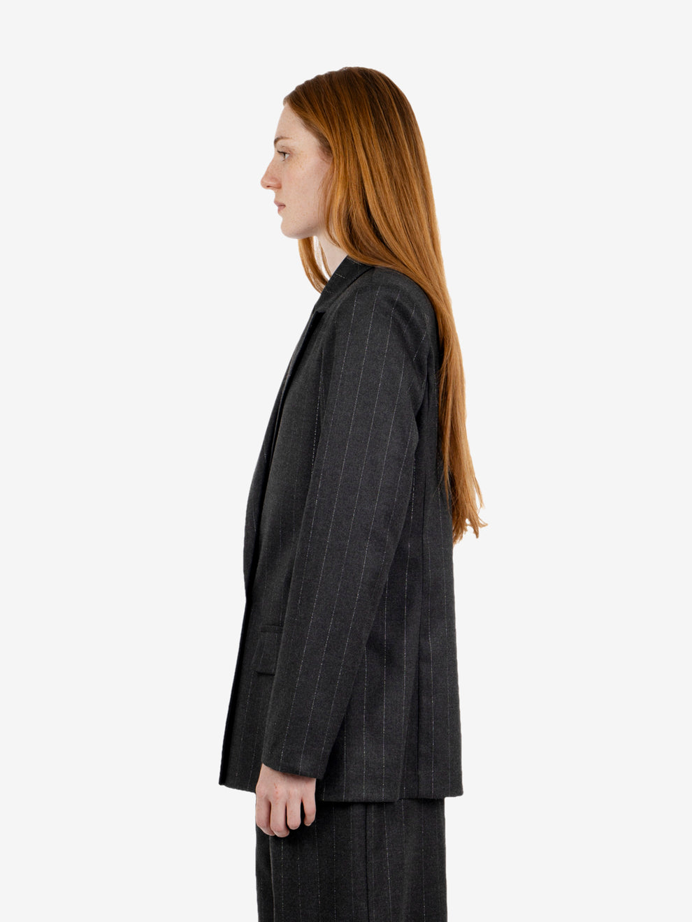 Grey over lurex pinstriped blazer