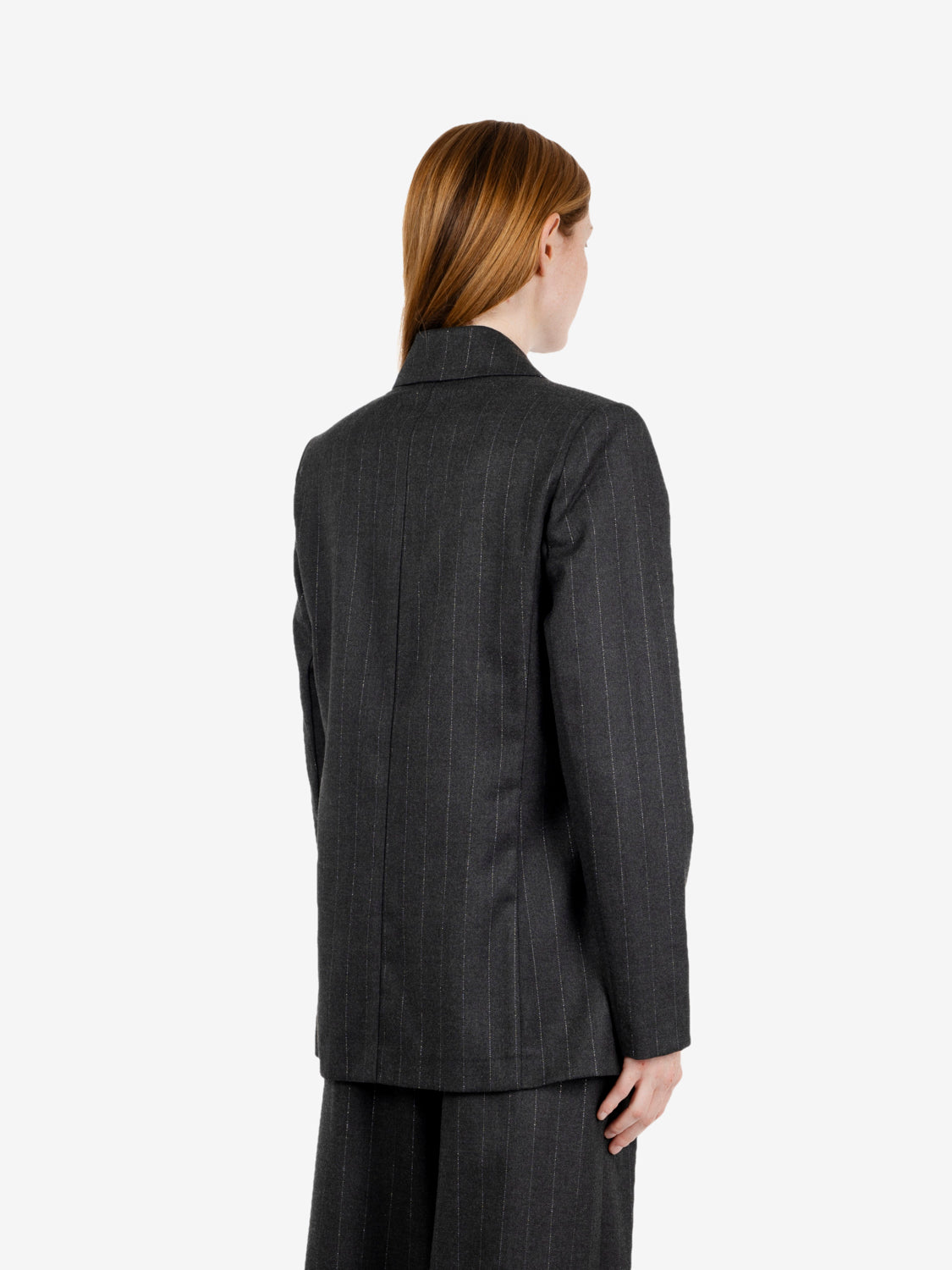 Grey over lurex pinstriped blazer