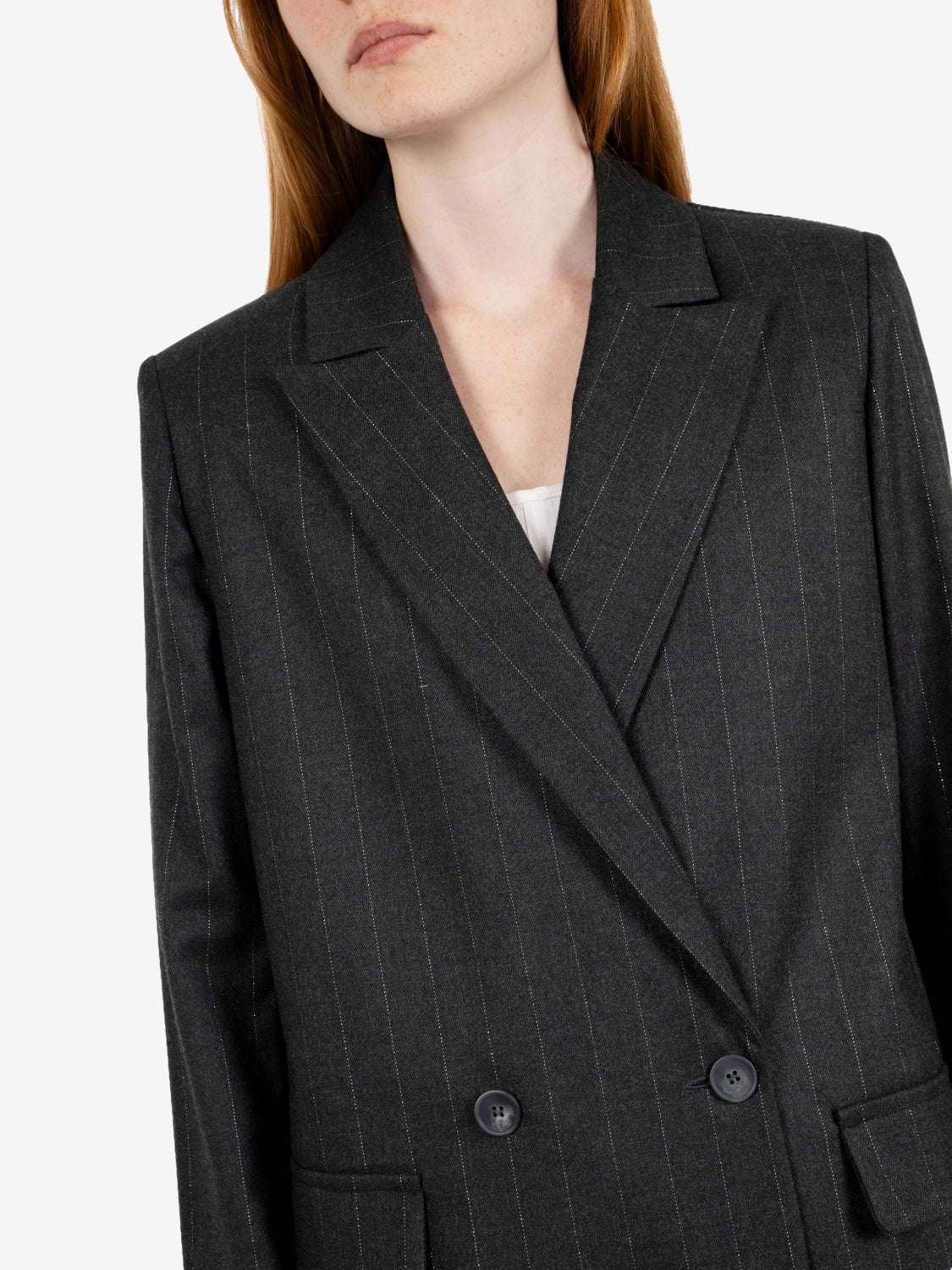 Grey over lurex pinstriped blazer