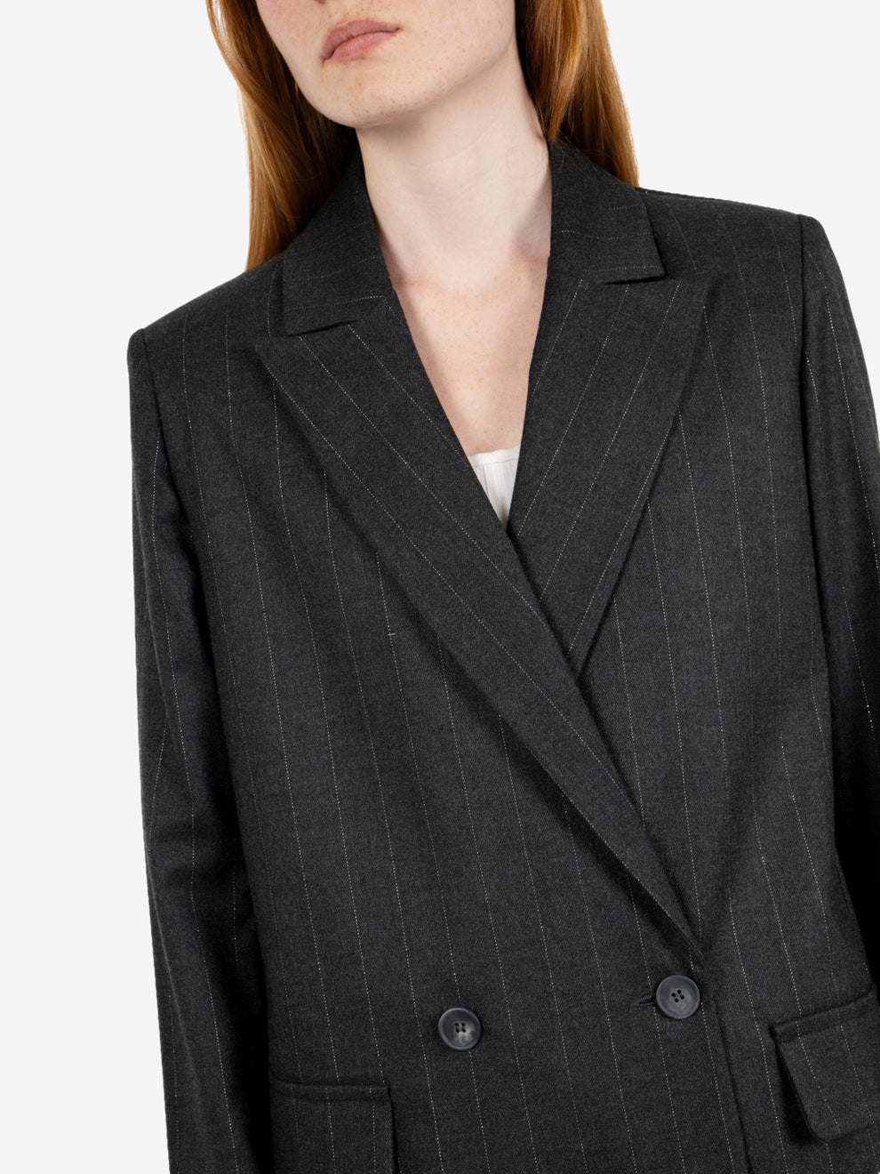 Grey over lurex pinstriped blazer