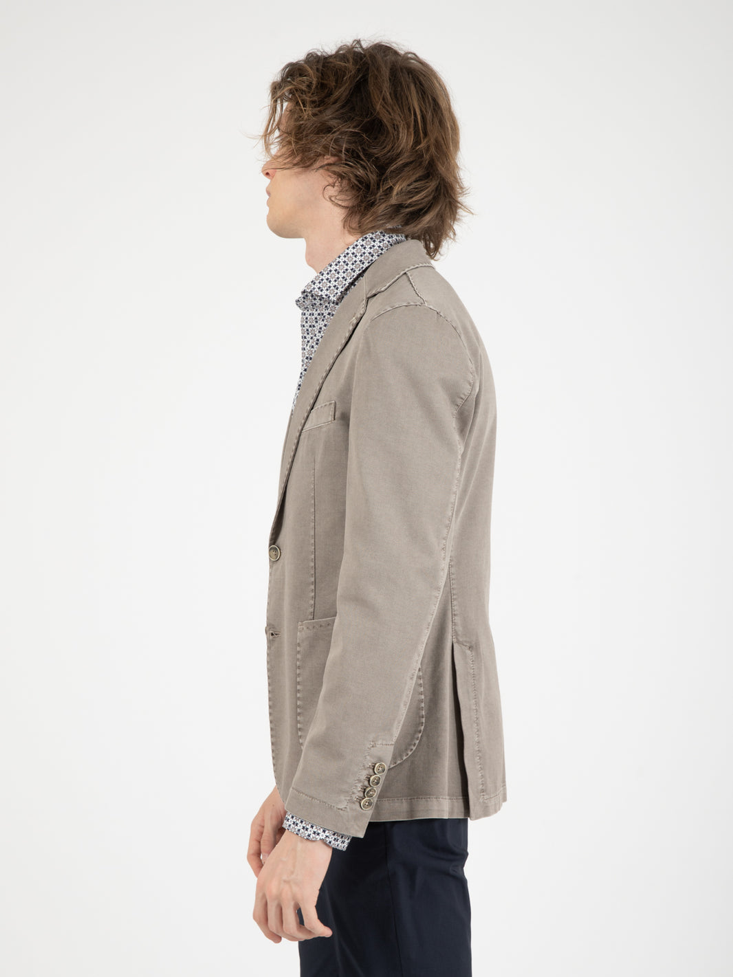 Blazer in cotone lavato fango