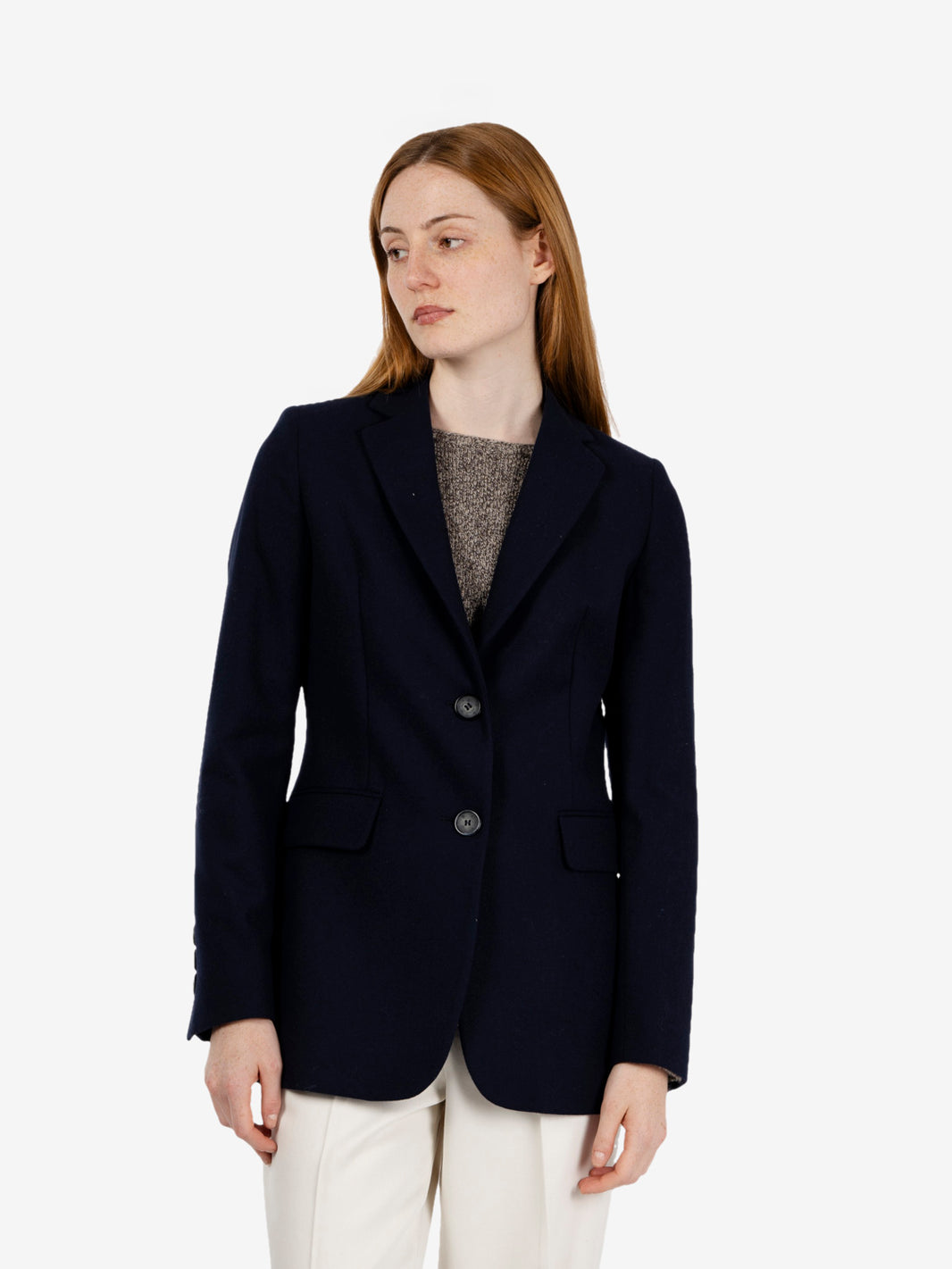 Single-breasted blue wool blazer
