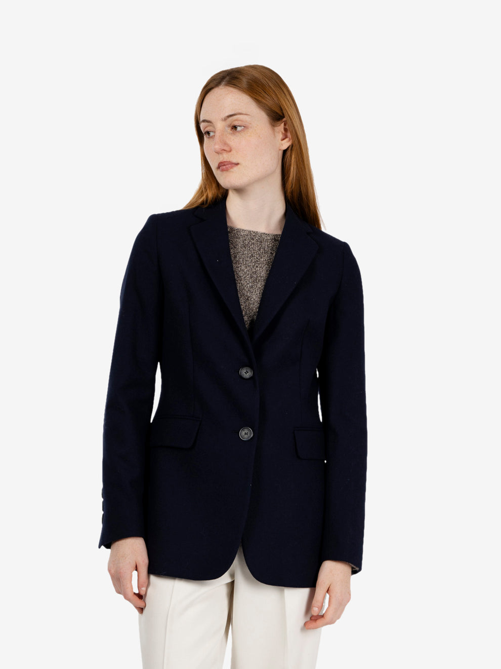 Single-breasted blue wool blazer
