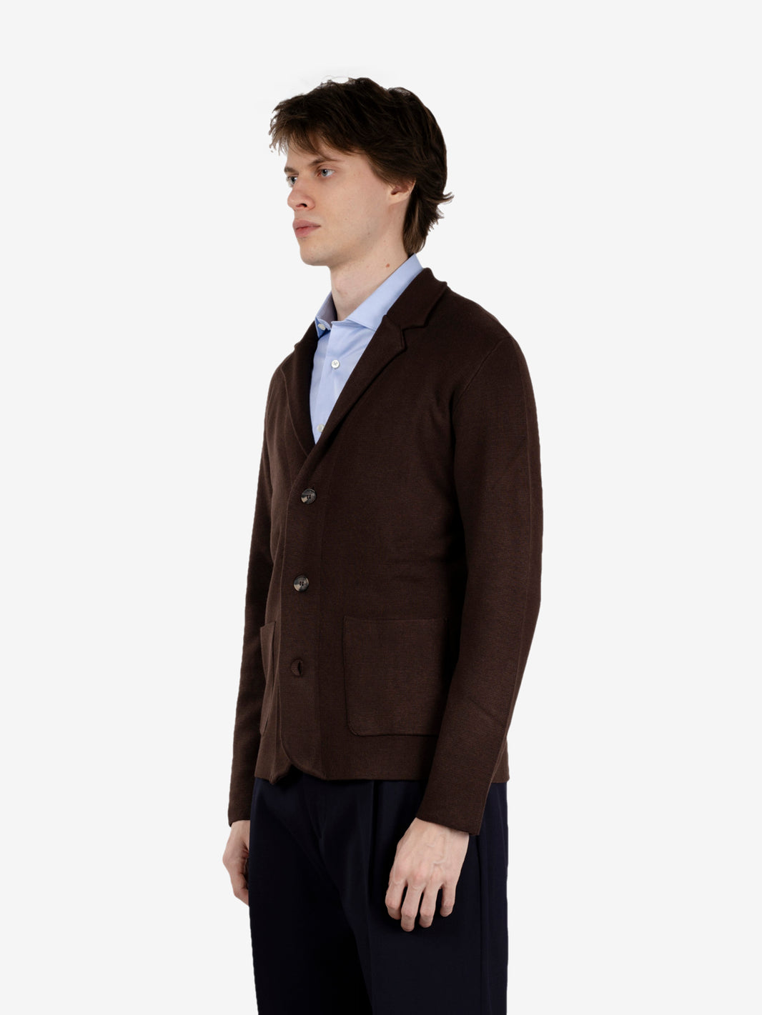 Blazer in maglia con tasche fondente