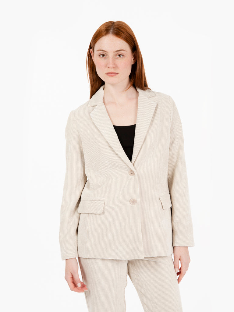 STIMM - Blazer in velluto a coste crema