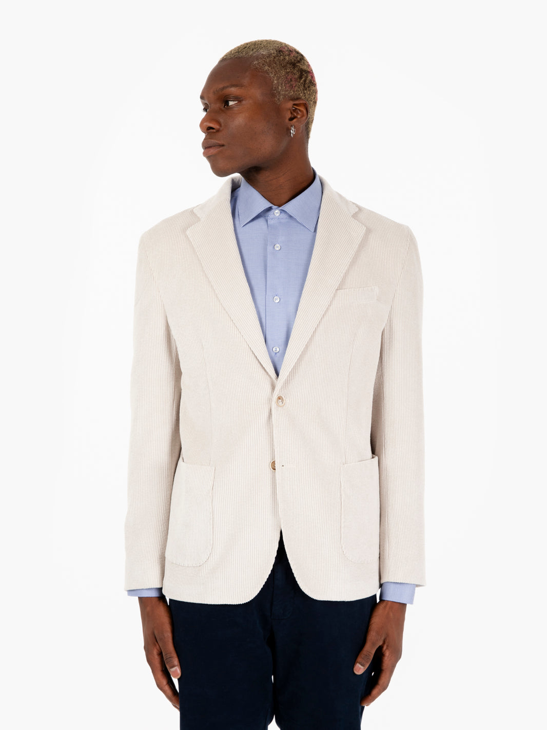 Blazer in velluto a coste gesso