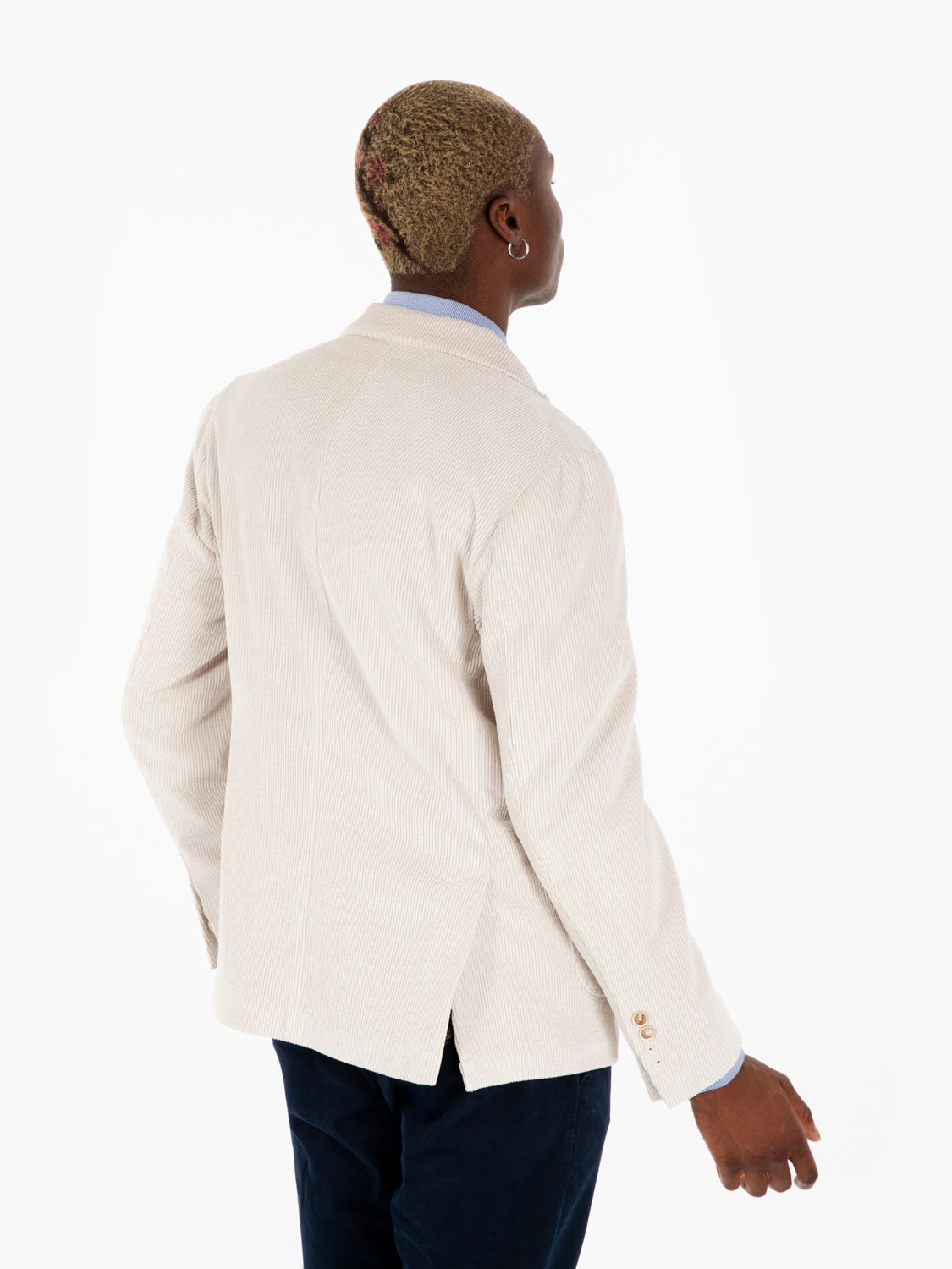 Blazer in velluto a coste gesso