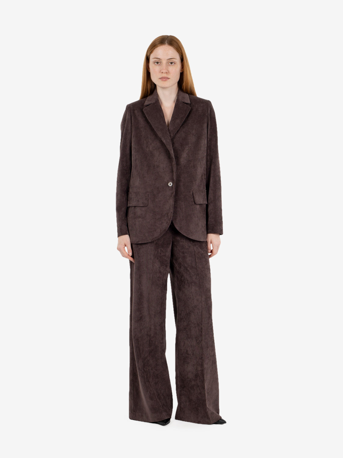 Oversized corduroy blazer in dark brown