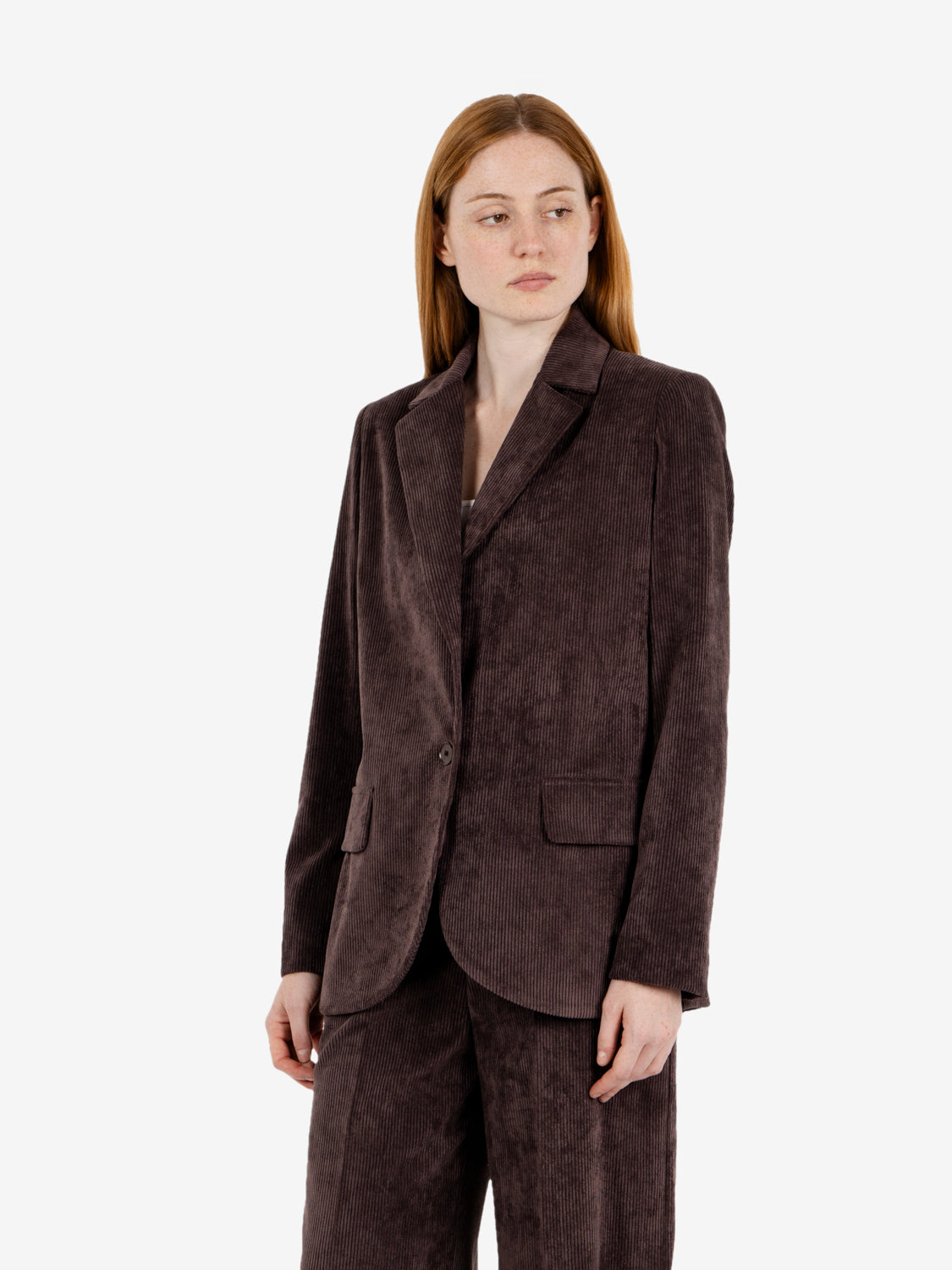 Oversized corduroy blazer in dark brown