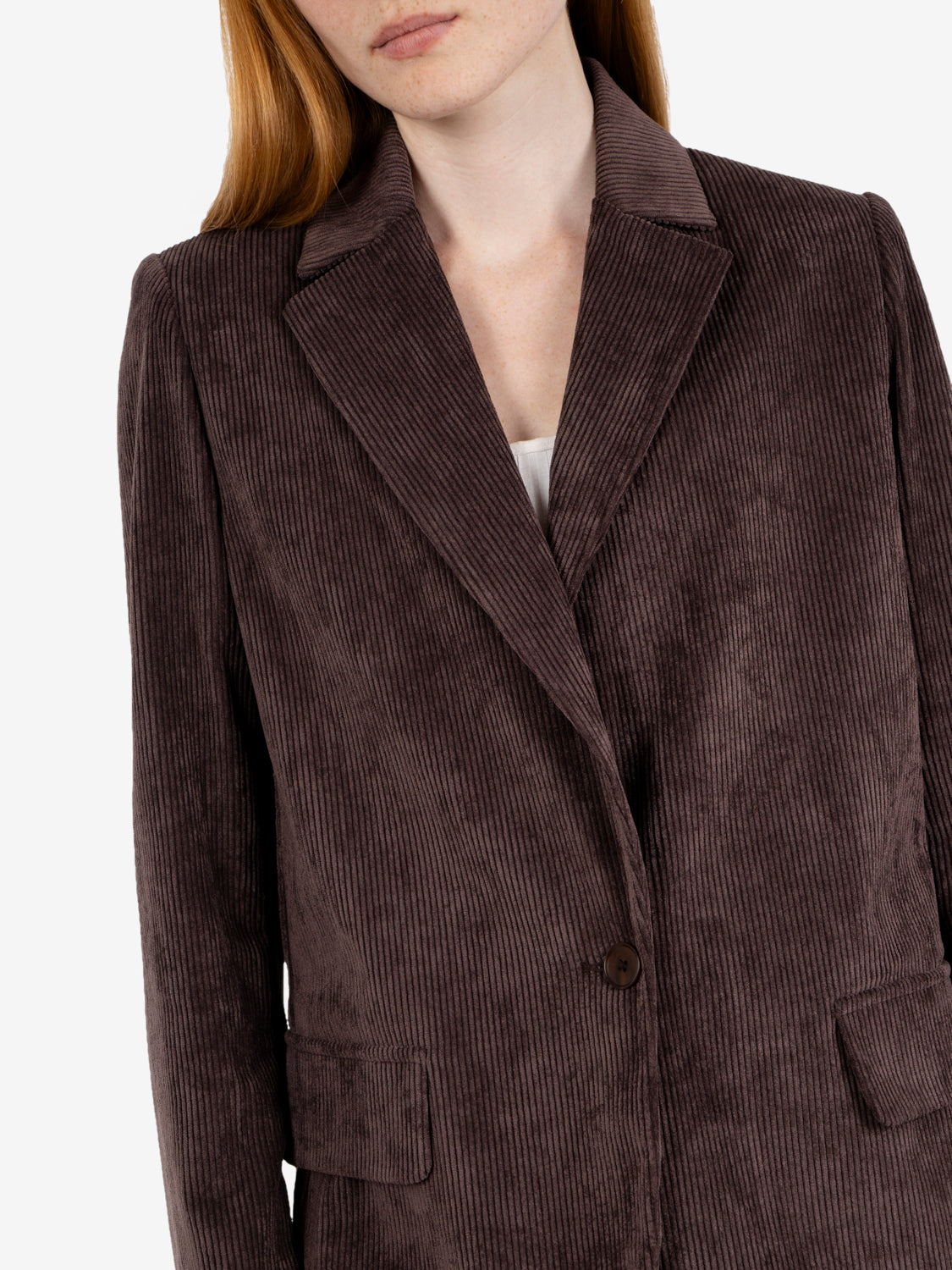 Oversized corduroy blazer in dark brown
