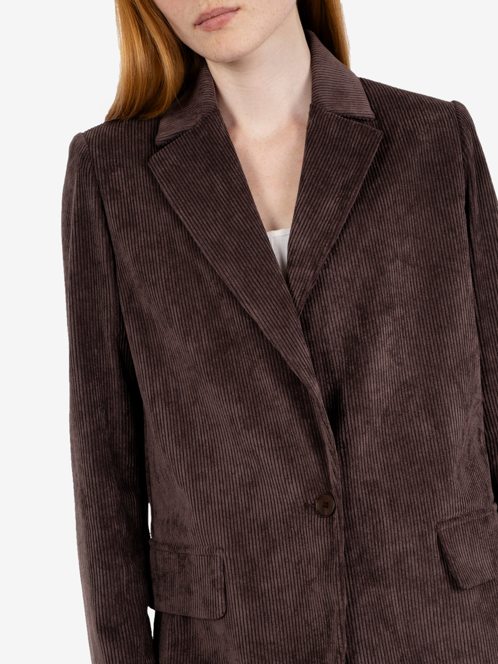 Oversized corduroy blazer in dark brown
