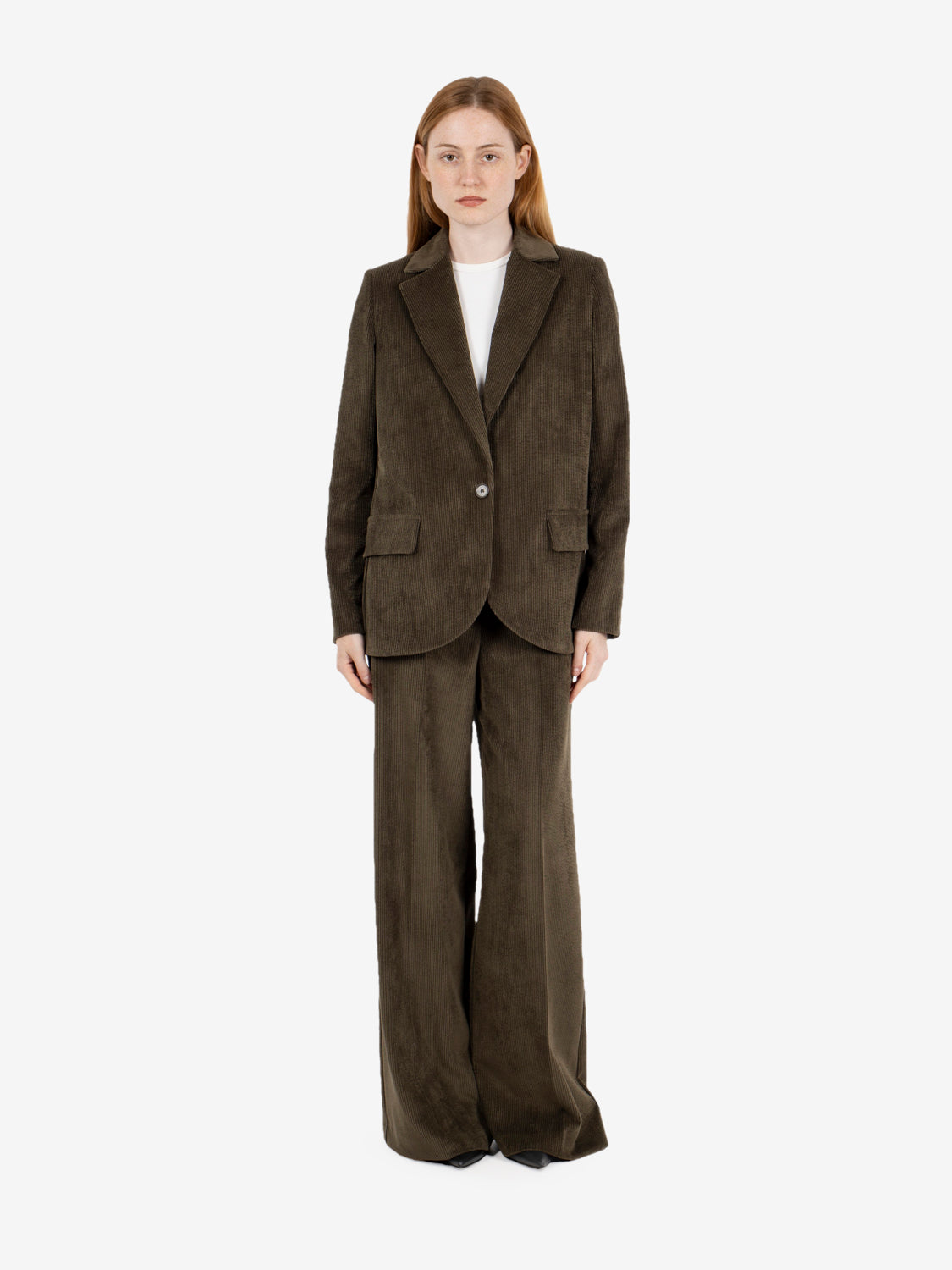 Blazer in velluto a coste over oliva