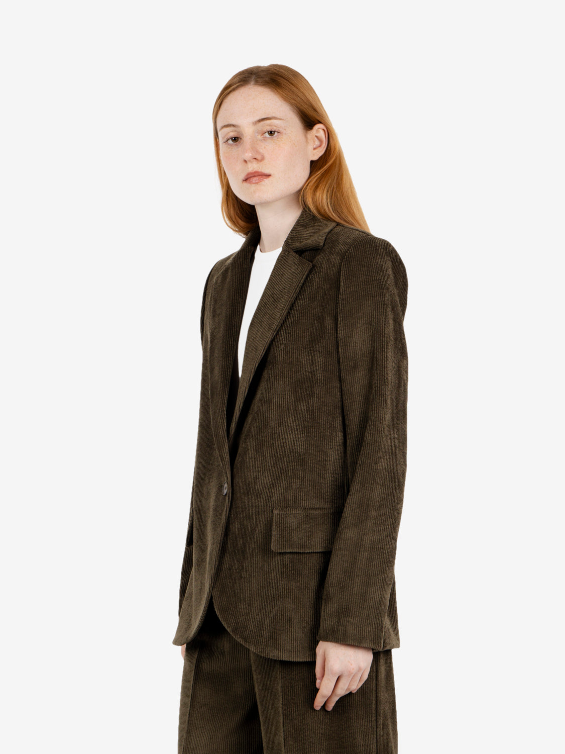 Blazer in velluto a coste over oliva