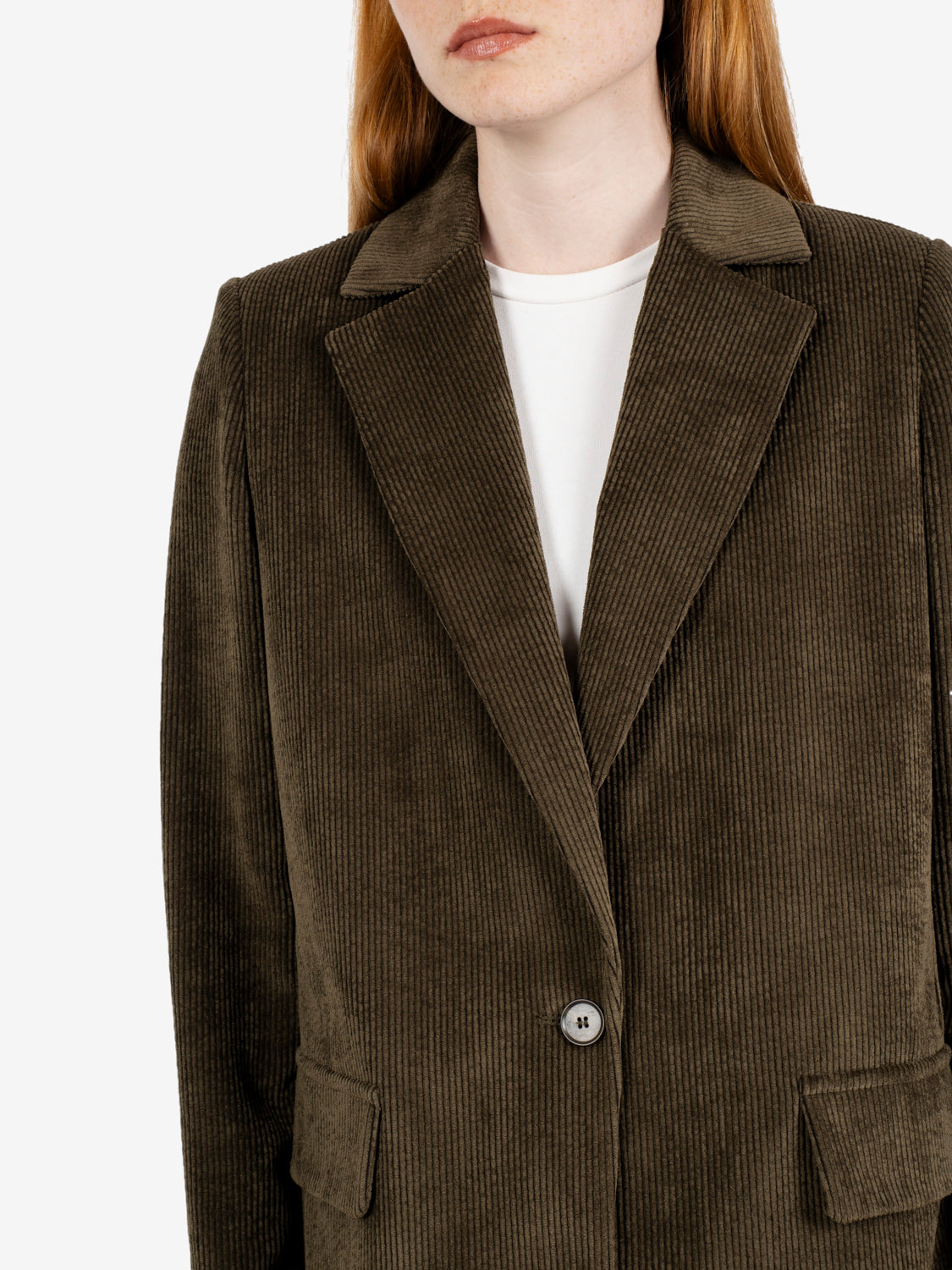 Blazer in velluto a coste over oliva