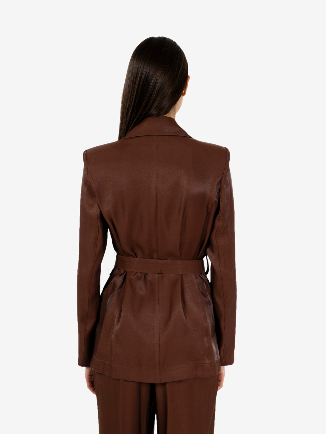 Brown belted kimono blazer
