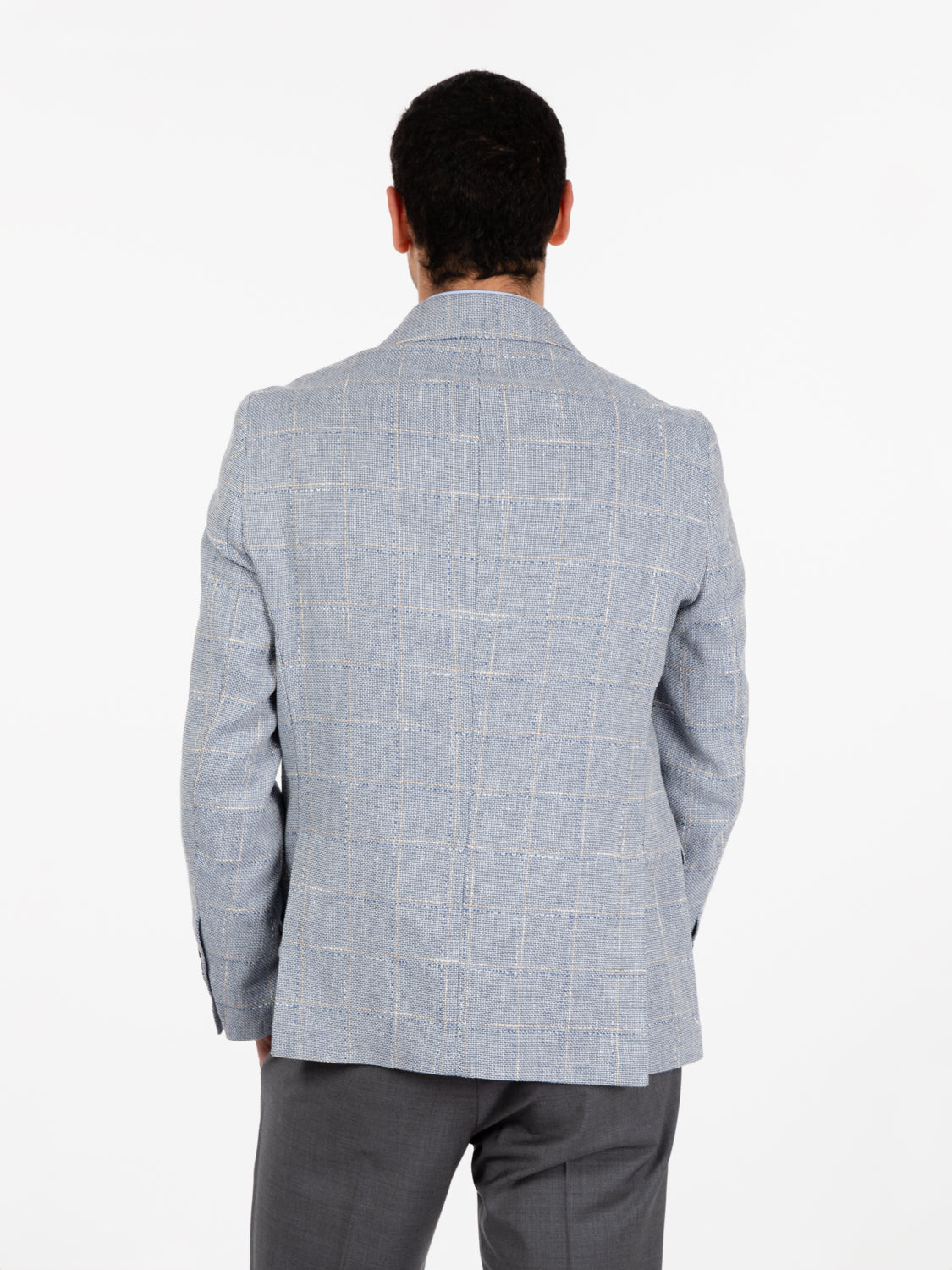Blazer monopetto a quadri blu