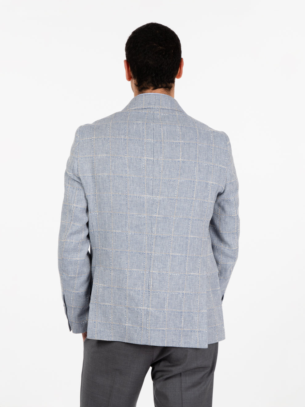 Blazer monopetto a quadri blu