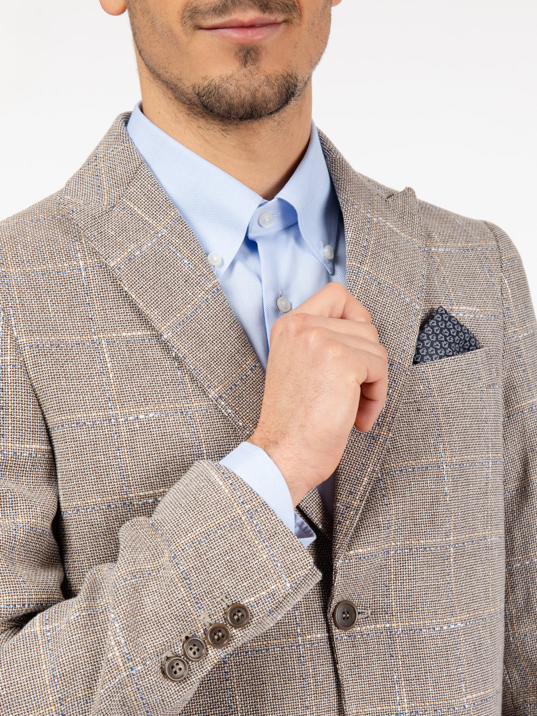 Blazer monopetto a quadri moro