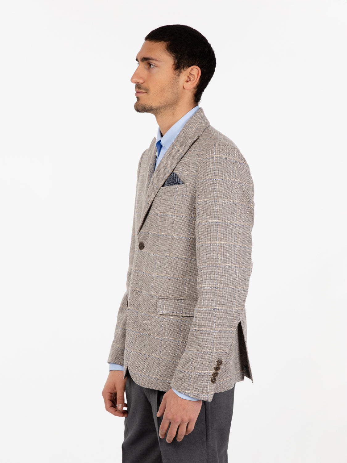 Blazer monopetto a quadri moro