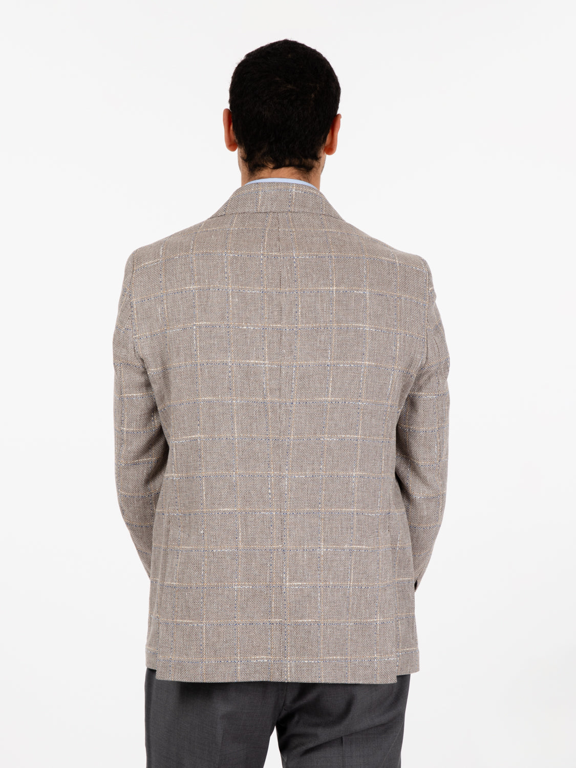 Blazer monopetto a quadri moro