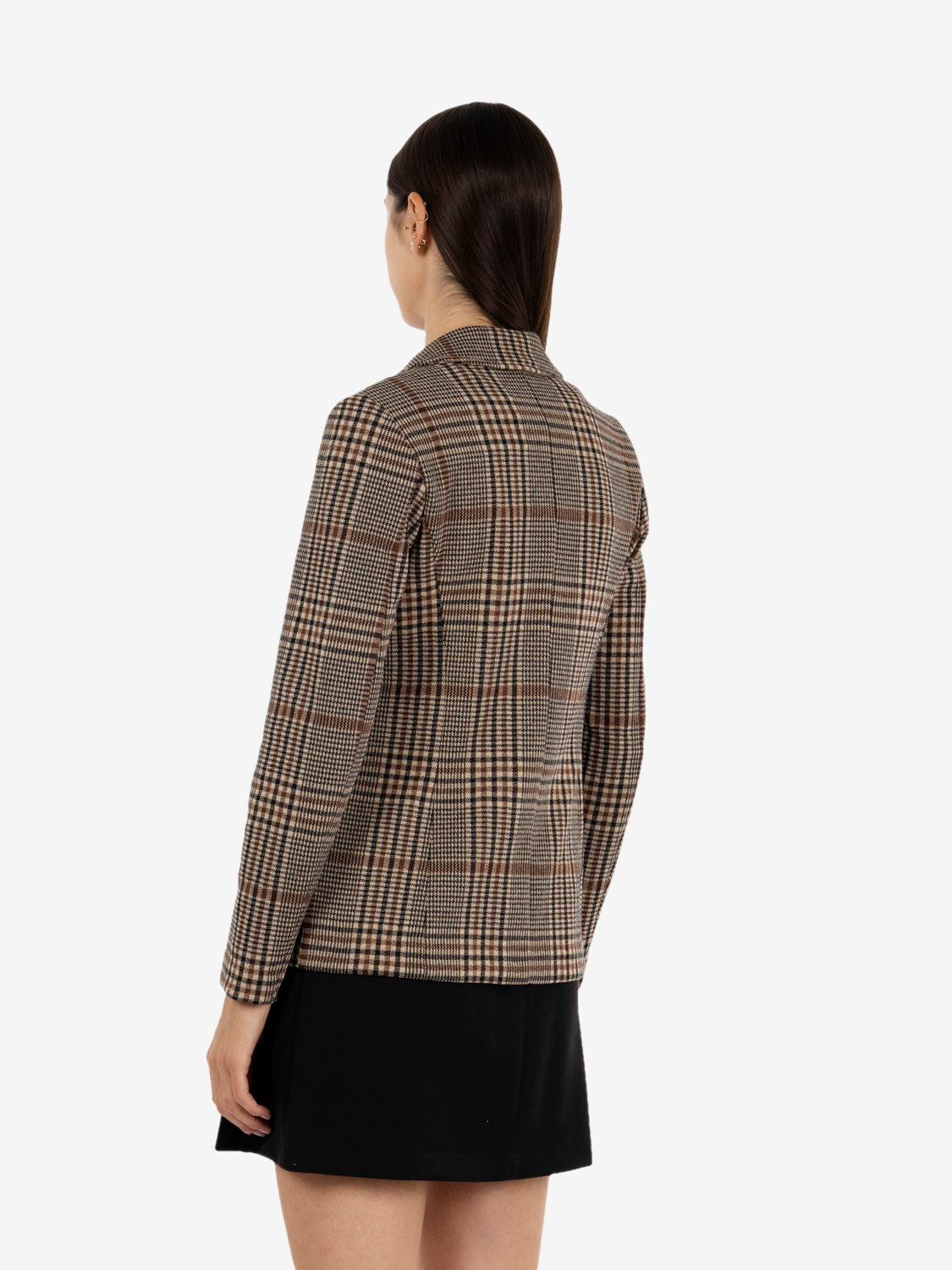 Brown check single-breasted blazer