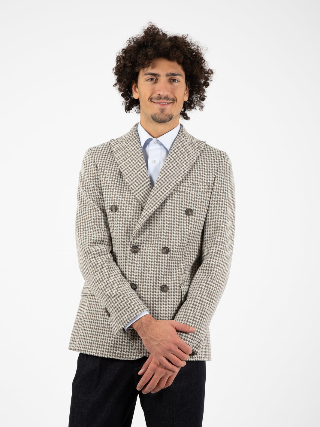 Blazer pied de poule doppiopetto grigio