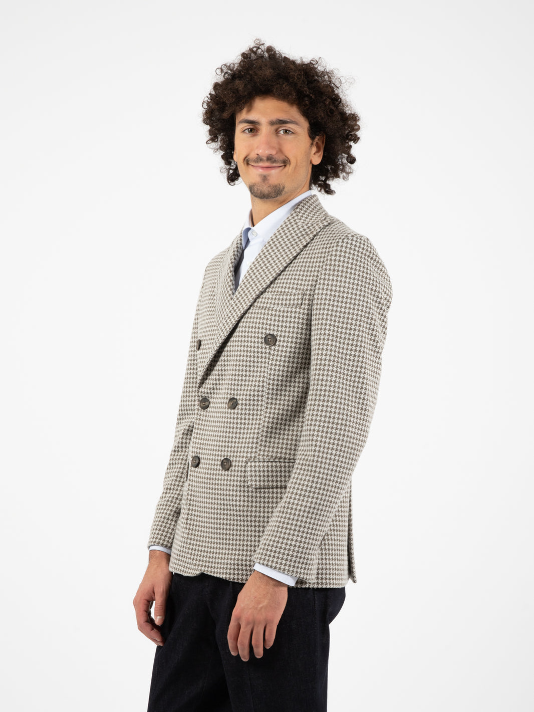 Blazer pied de poule doppiopetto grigio