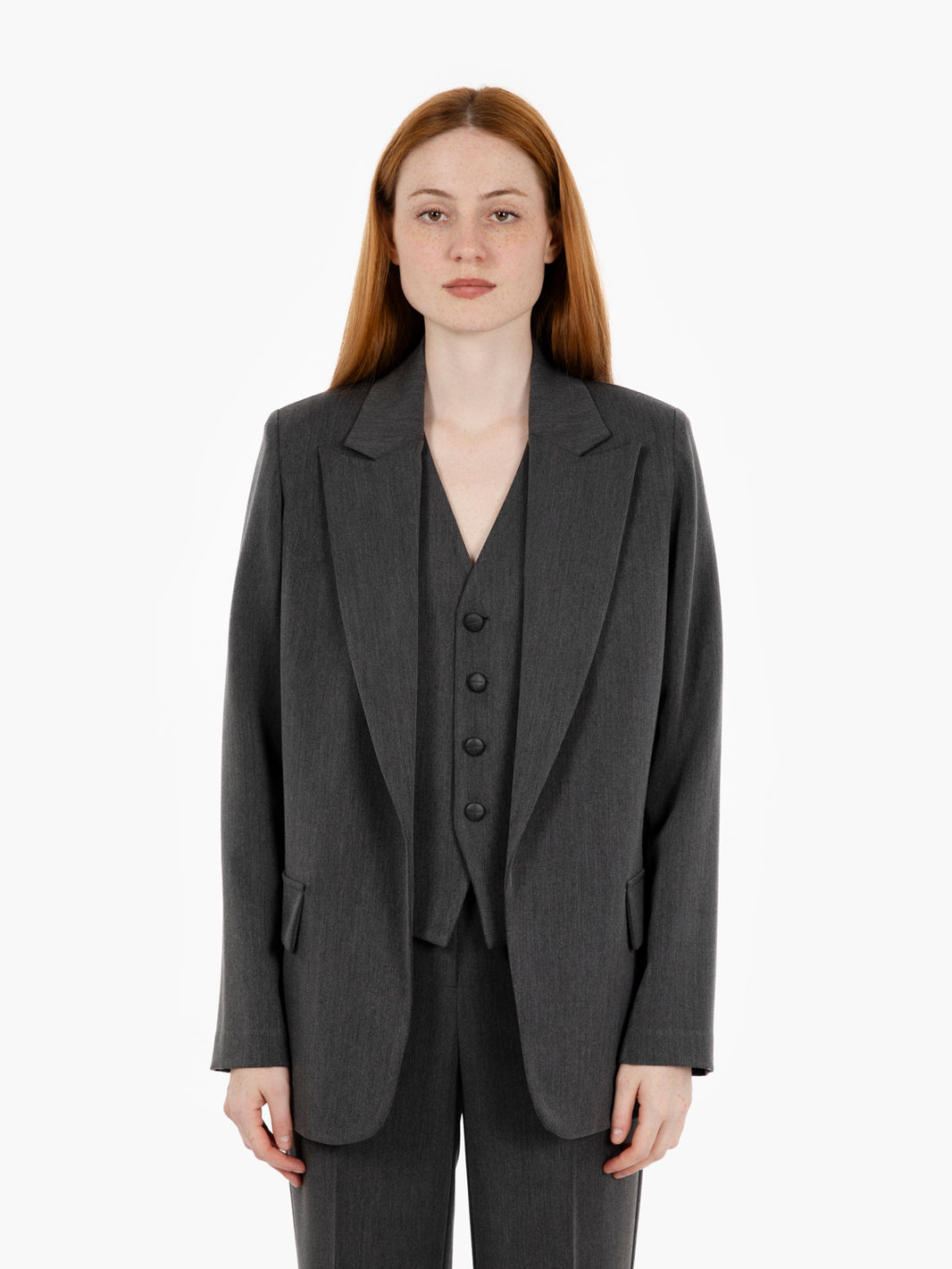 Blazer senza bottoni antracite