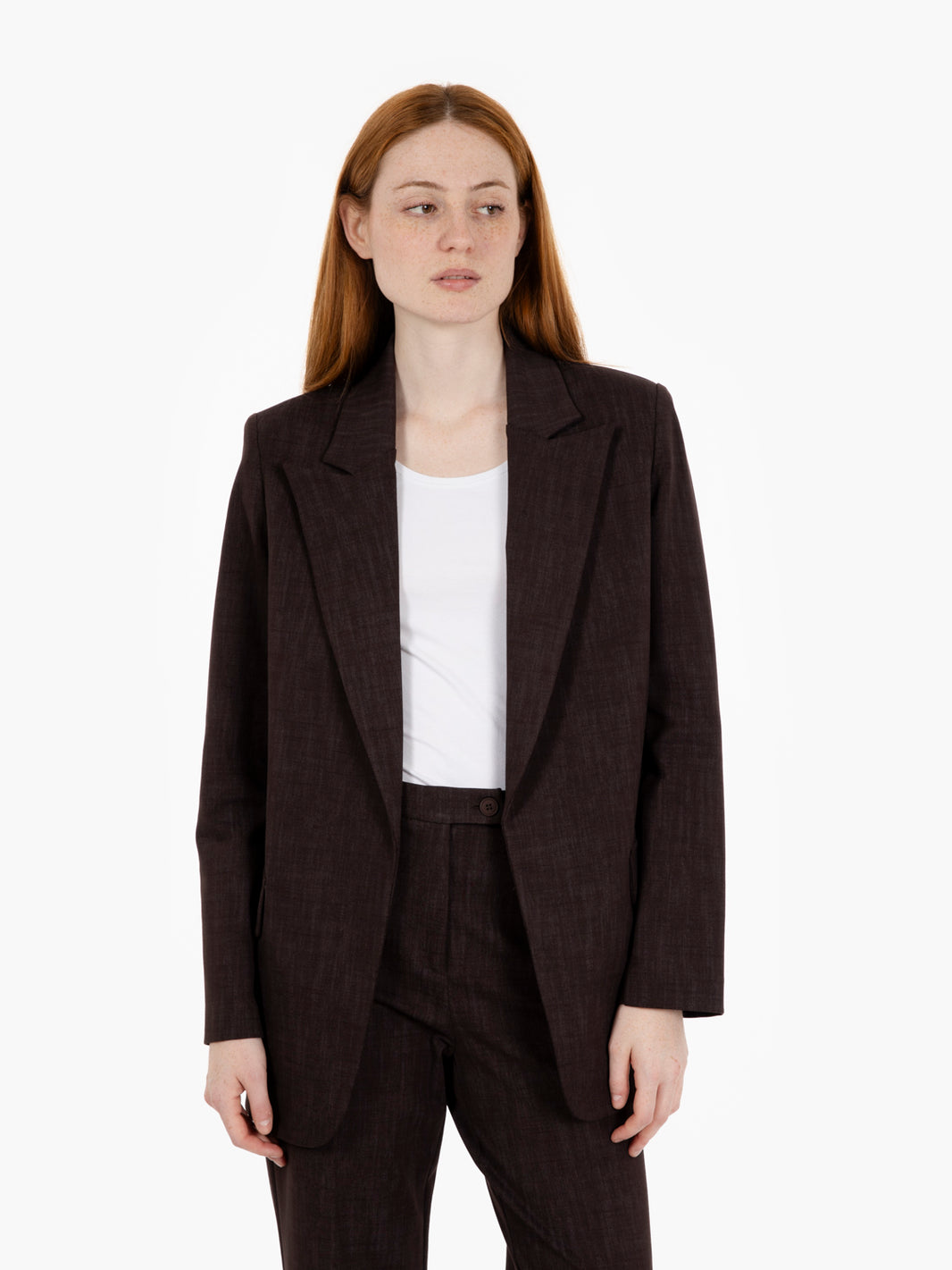 Blazer senza bottoni caffè