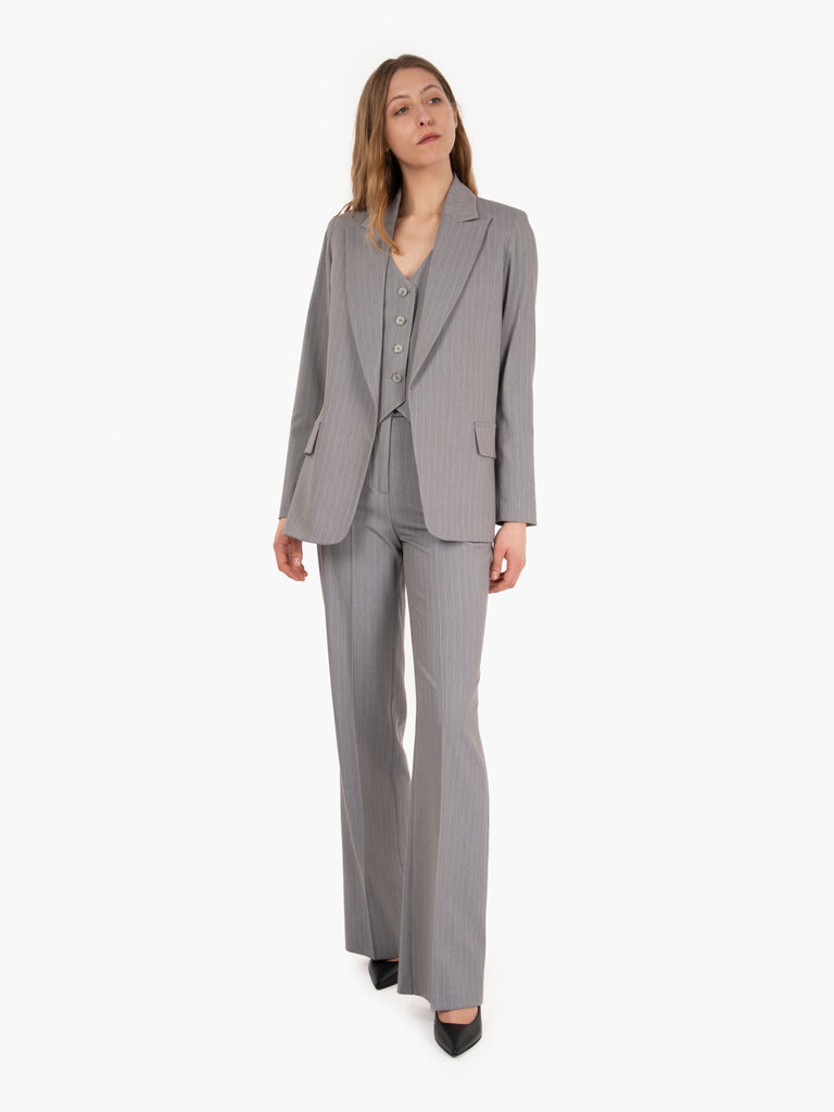 STIMM - Blazer senza bottoni grigio gessato