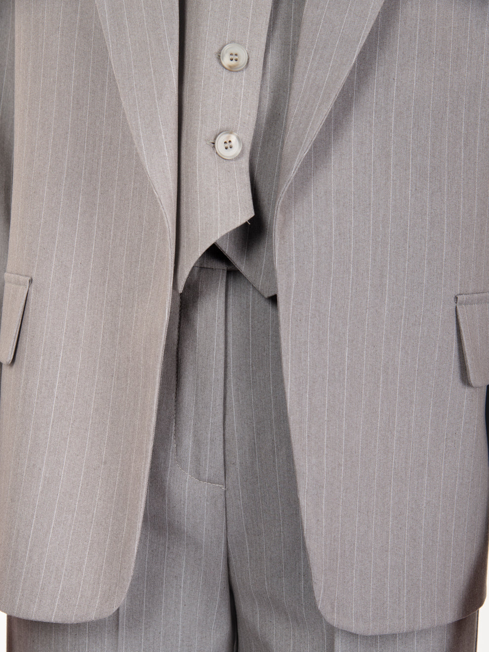 Blazer senza bottoni grigio gessato
