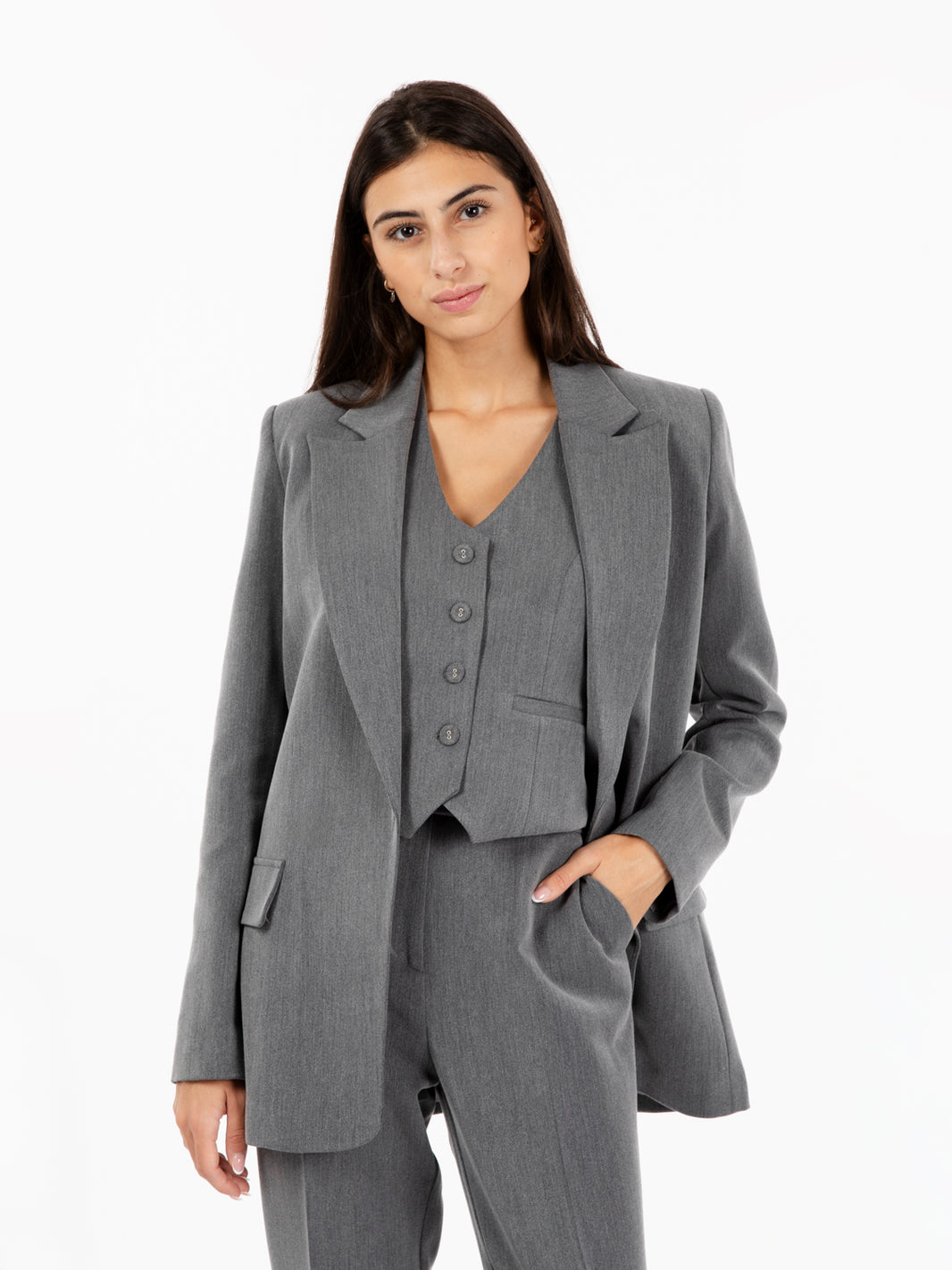 Blazer senza bottoni grigio