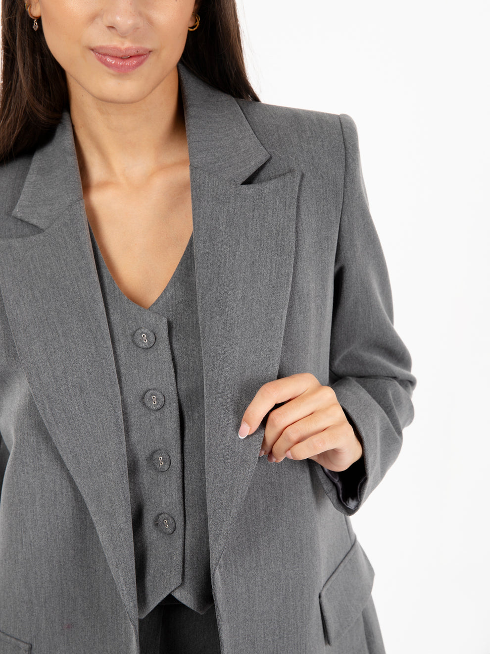Blazer senza bottoni grigio