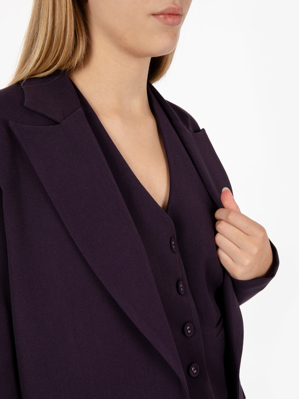 Blazer senza bottoni melanzana