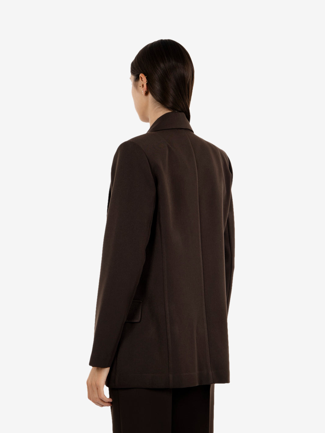 Brown buttonless blazer