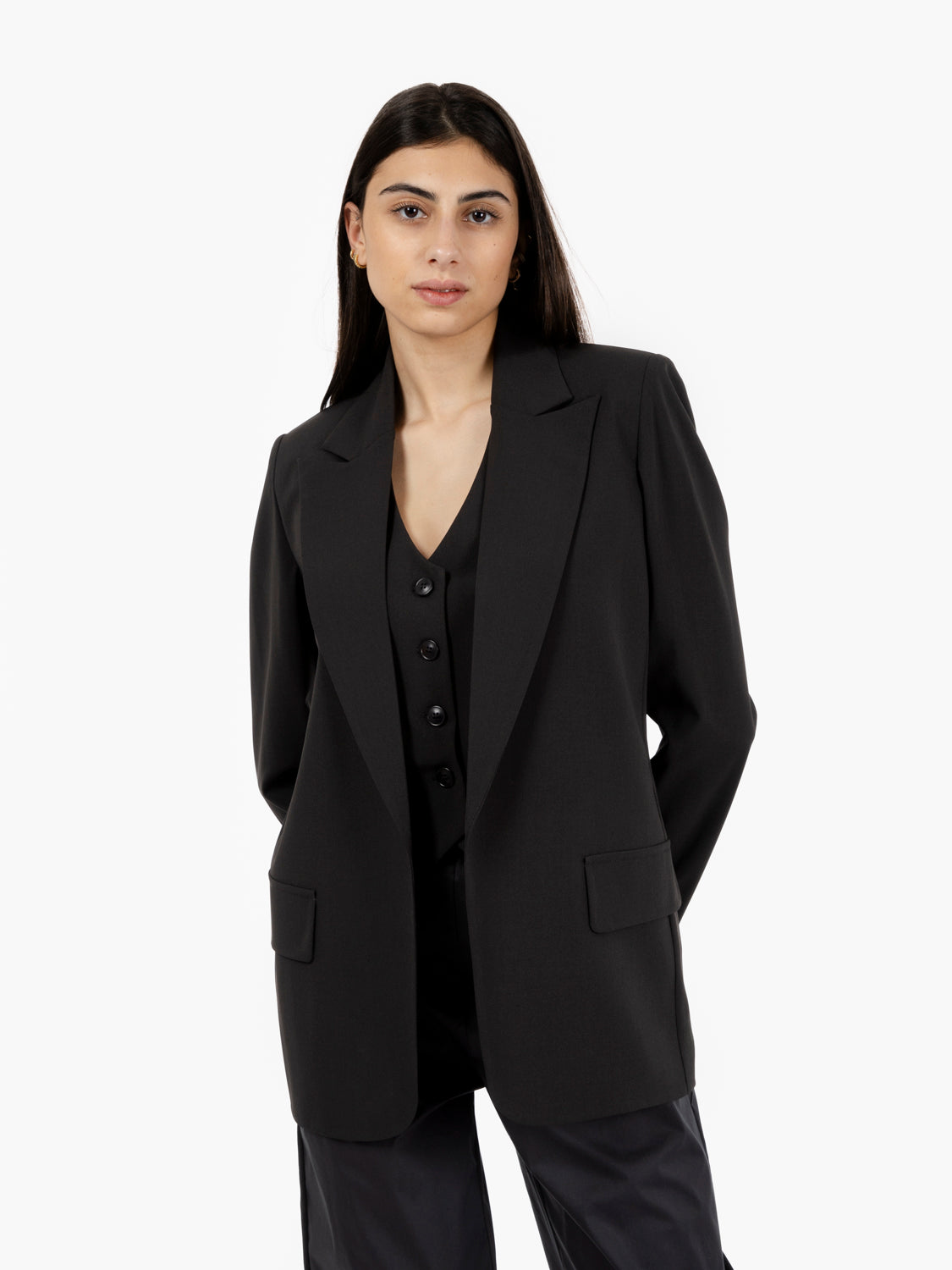 Blazer senza bottoni nero