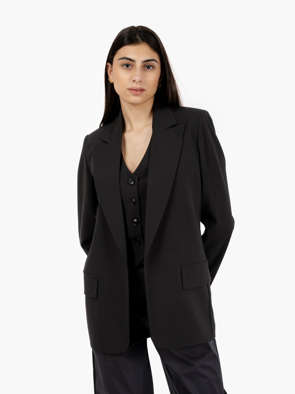 Blazer senza bottoni nero