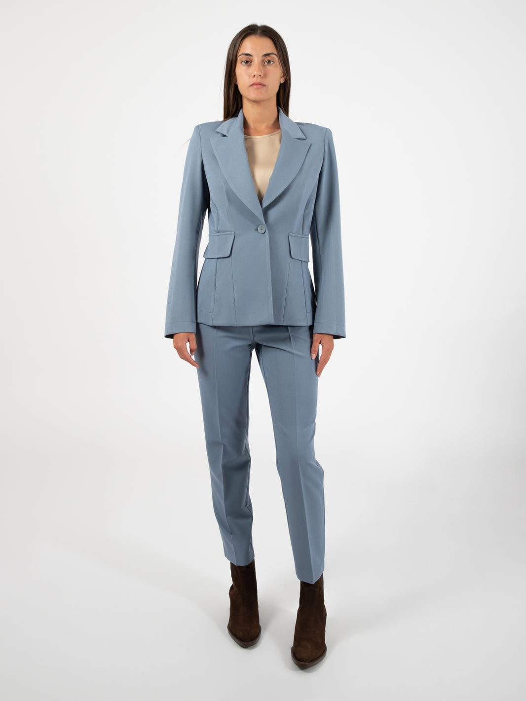 Blazer sfiancato azzurro polvere