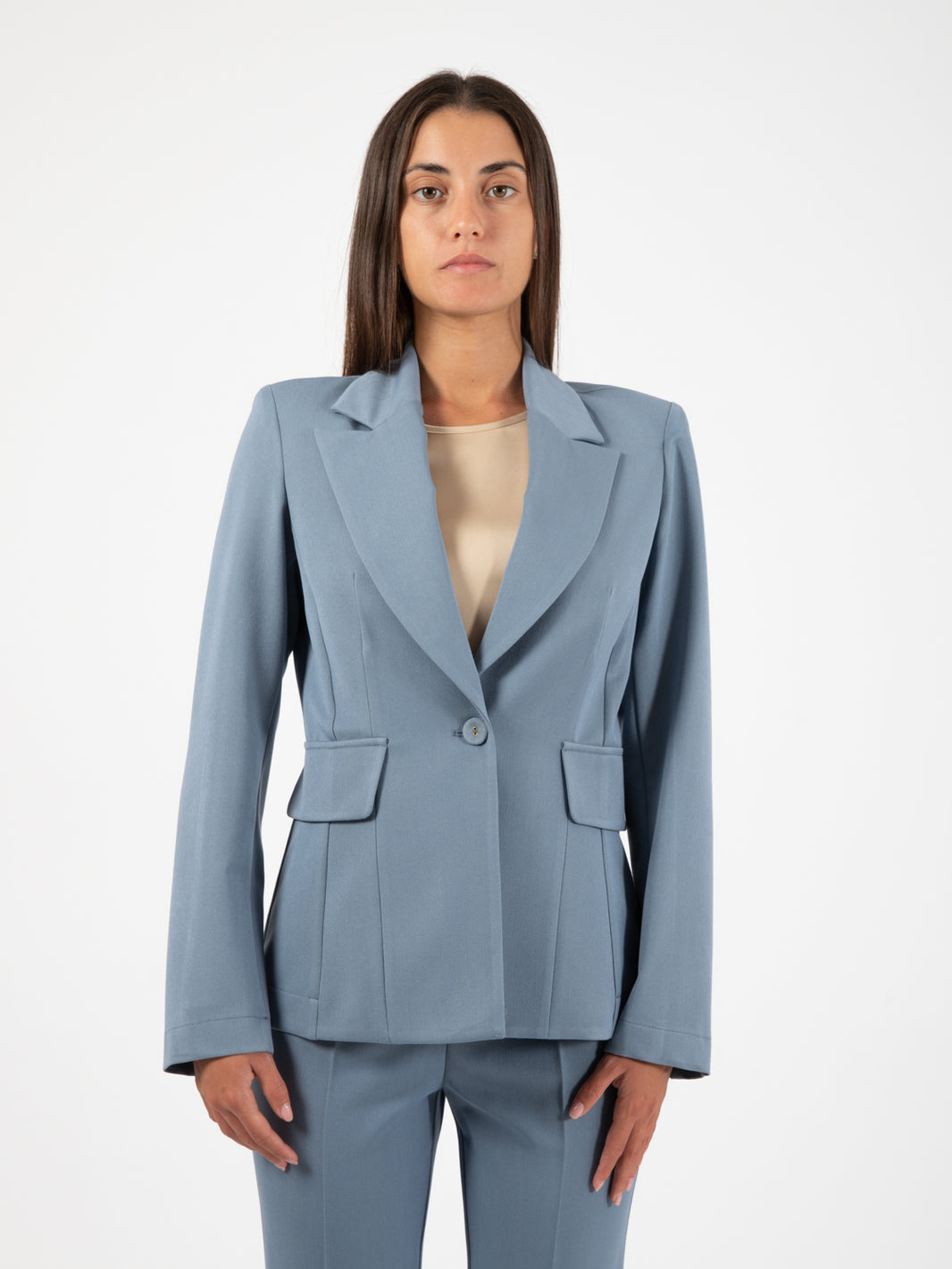 Blazer sfiancato azzurro polvere