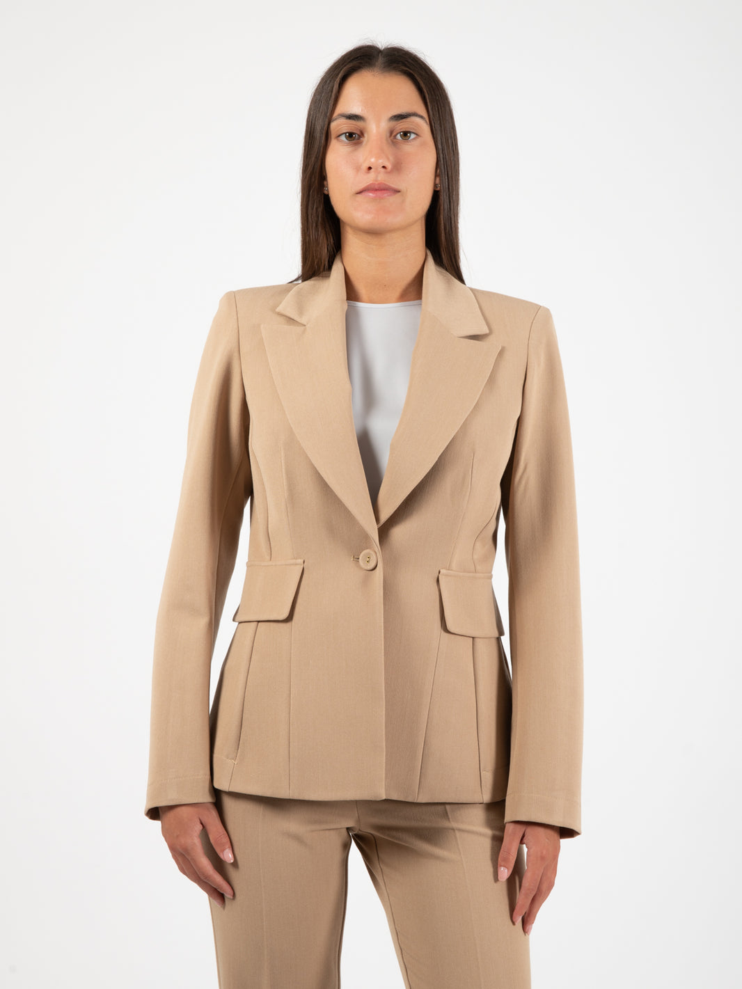 Blazer sfiancato cammello