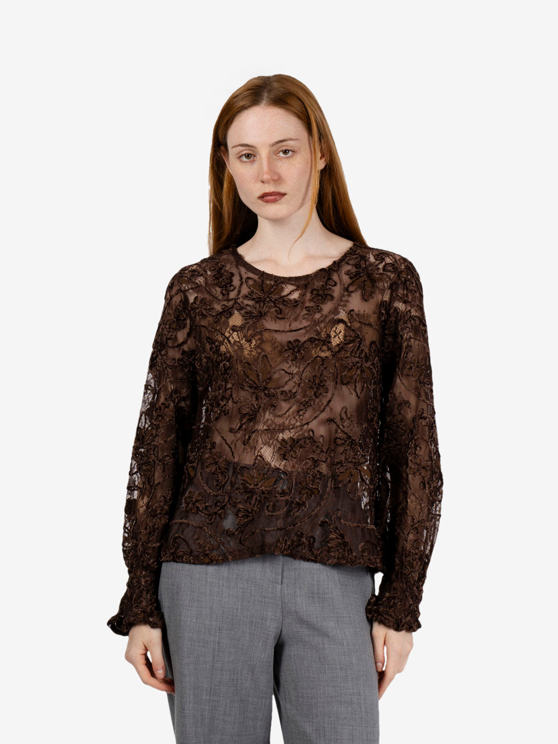 Dark brown lace blouse