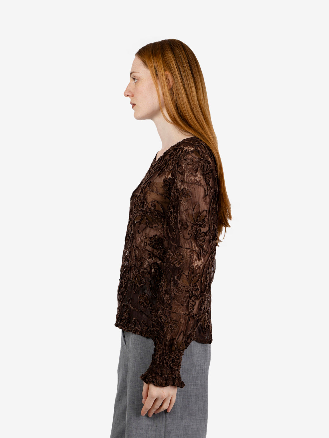 Dark brown lace blouse