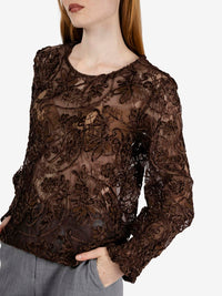 Dark brown lace blouse