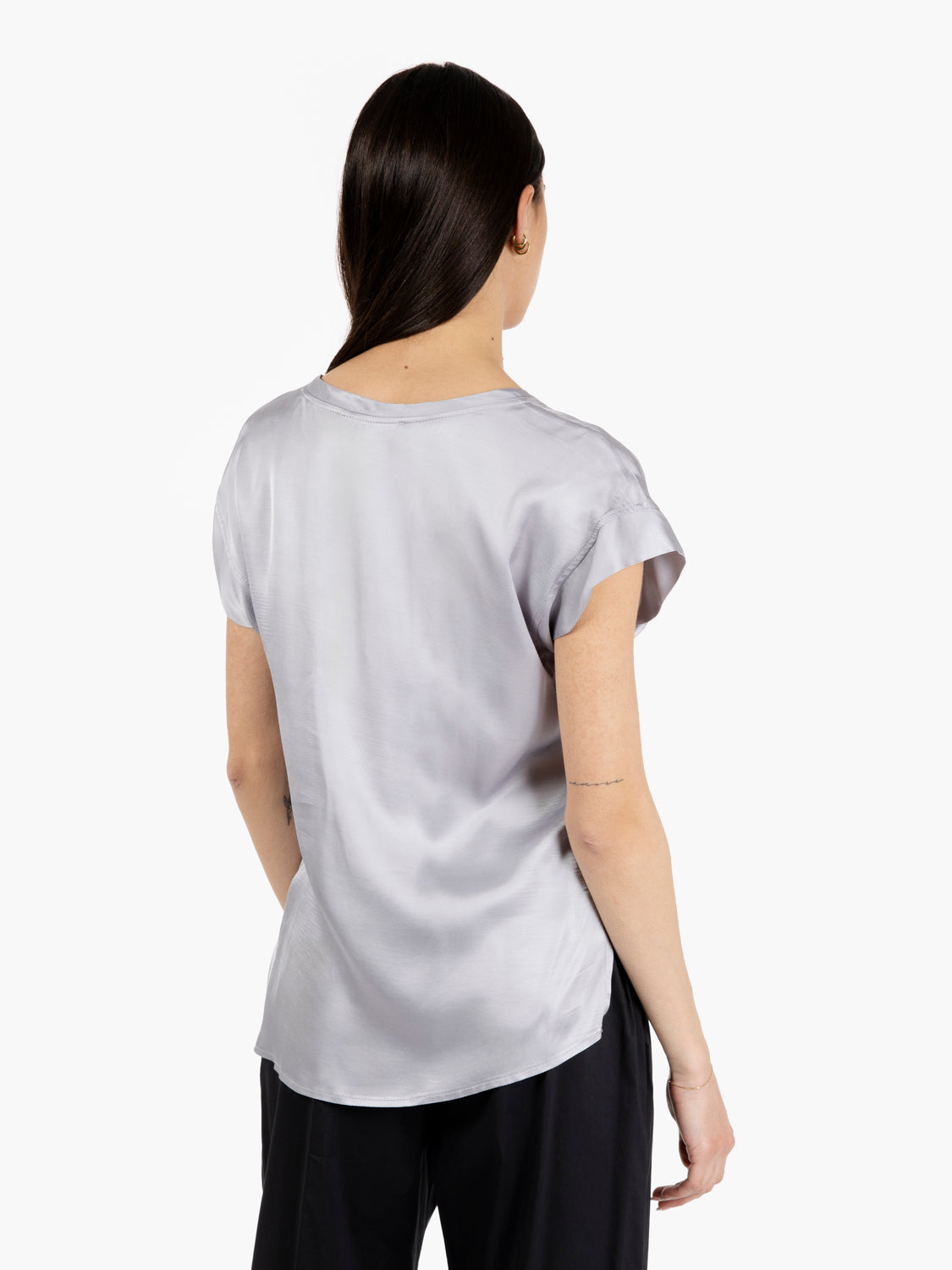 Pearl V-Neck Satin Blouse