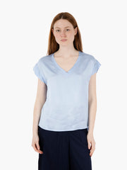 STIMM - Blusa in raso scollo a V polvere