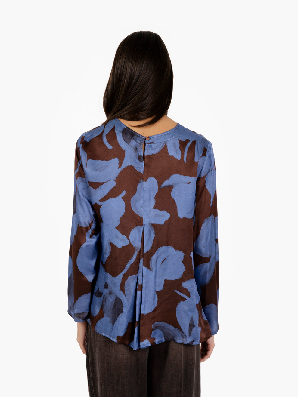 SILK VISCOSE TUNIC WITH BLUE/BROWN PATTERN L12C525/4000_MULTI