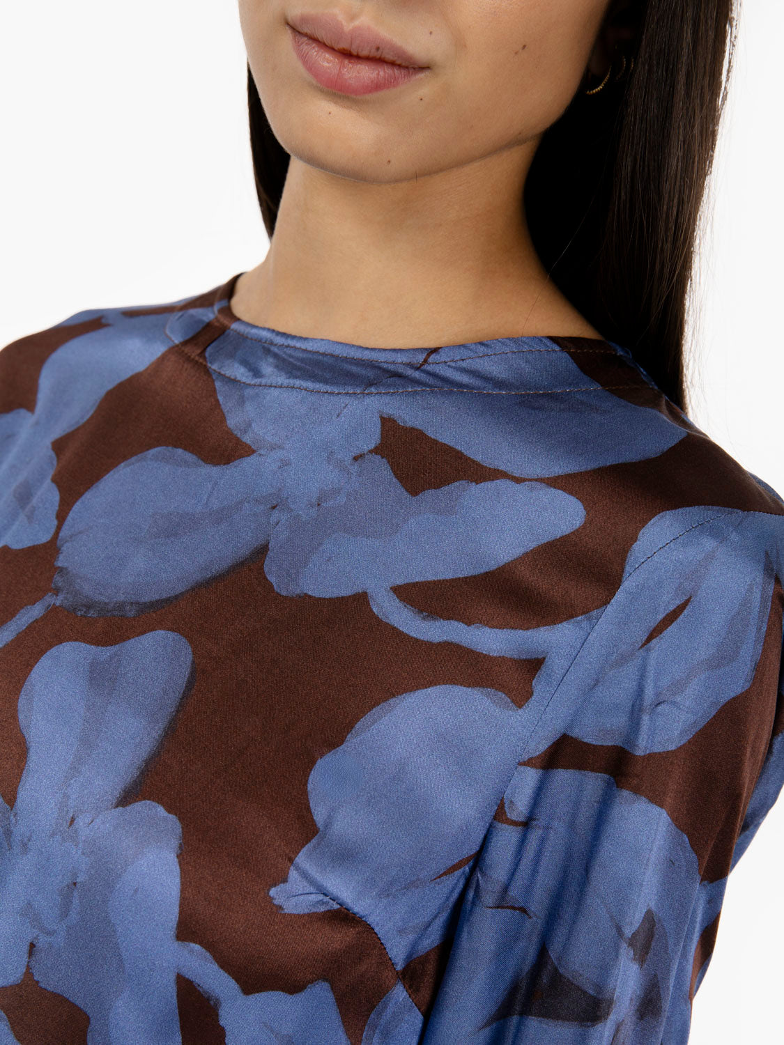 SILK VISCOSE TUNIC WITH BLUE/BROWN PATTERN L12C525/4000_MULTI