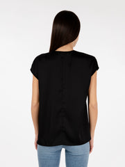 STIMM - Blusa mezze maniche satin nero